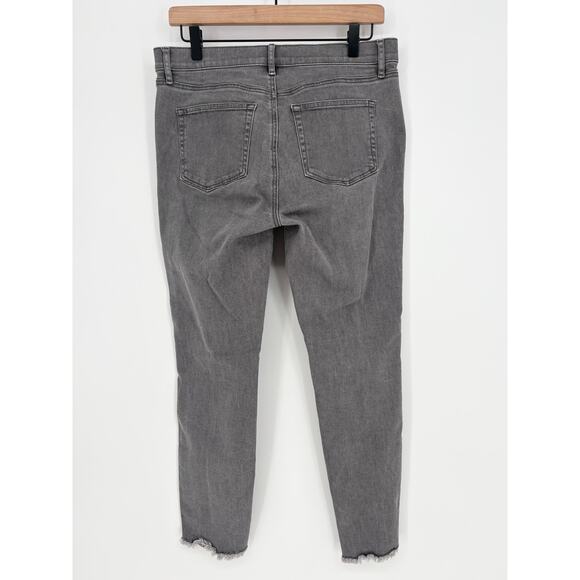 Loft Gray Frayed Hem Midrise Skinny Ankle Jeans Size 8 - Picture 3 of 5